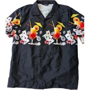 NWT Buffalo Outdoors® Mens L Camp Shirt Poker Gambling Vegas Party Casino Button